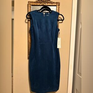 Calvin Klein Velvet Deep Blue Midi Dress
